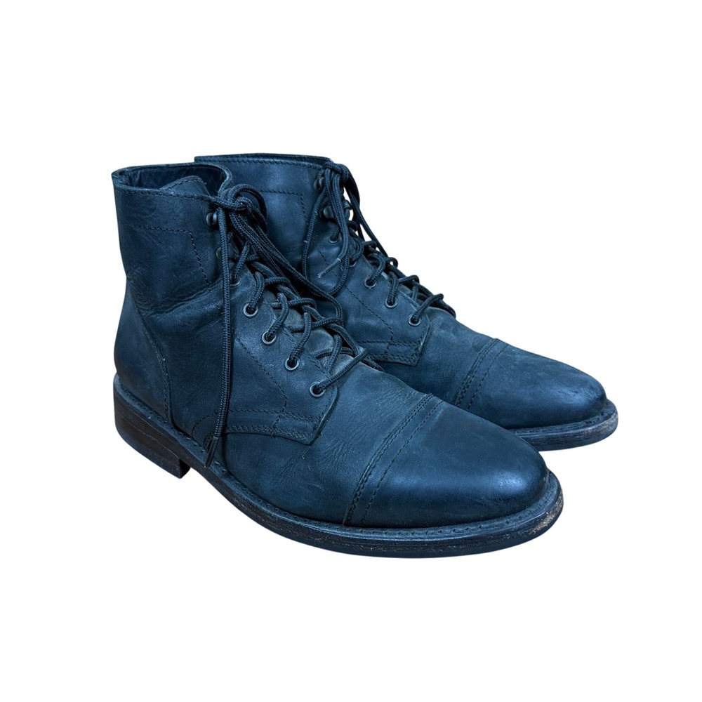 Thursday Boot Co Captain Boots Mens 10 Black Matte Leather Cap Toe Lace Up